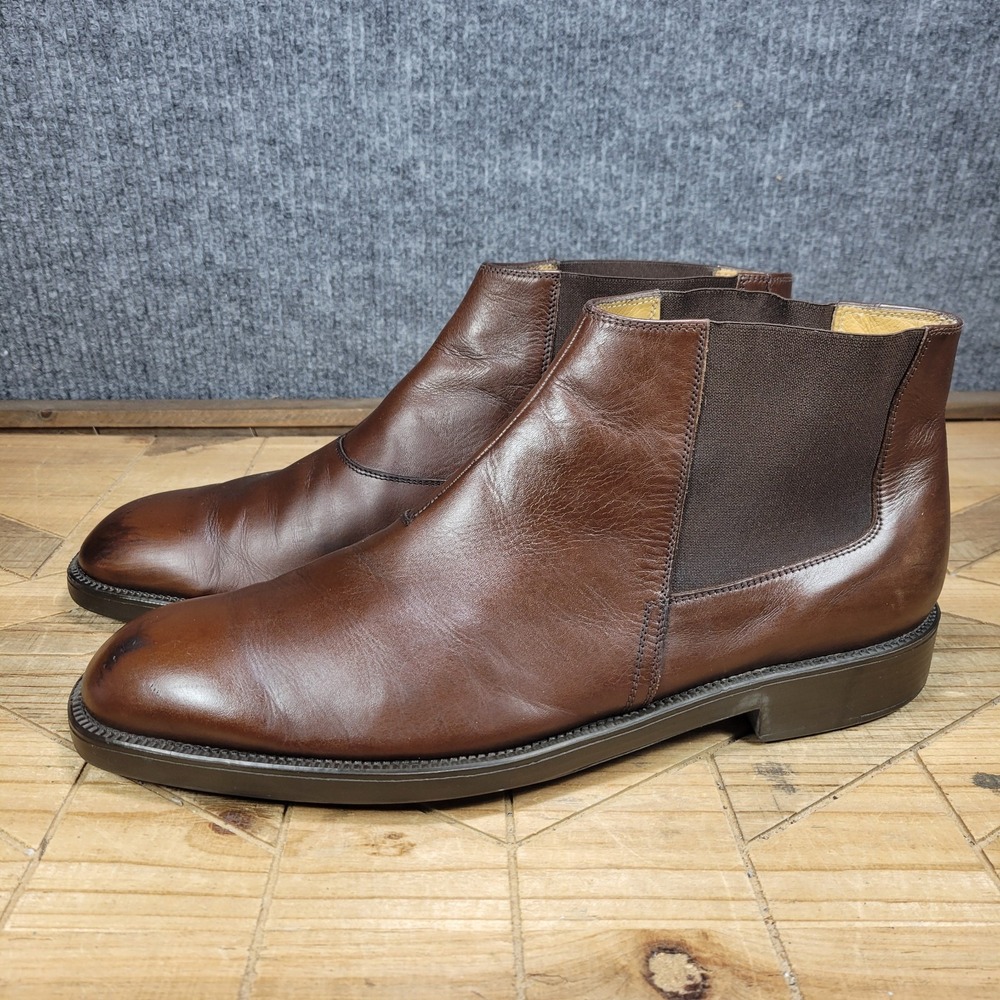 Salvatore Ferragamo Mens 13 D Brown Leather Chelsea‎ Boots Dress Shoes - Picture 2 of 15